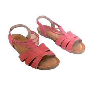 Earth Origins Laney Pink Coral Leather Sling Back Open Toe Sandals Shoes Sz 8